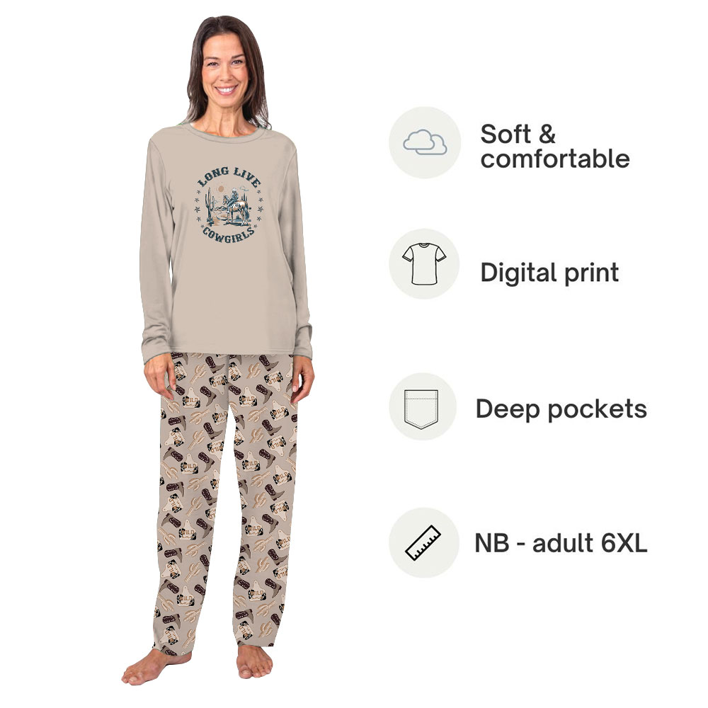Vintage Long Live Cowgirl On Horse Pajamas Vintage Long Live Cowgirl On Horse Pajamas