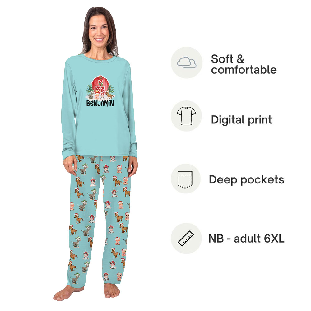 Custom Name Farm Animal Pajamas For Adults And Kids Custom Name Farm Animal Pajamas For Adults And Kids