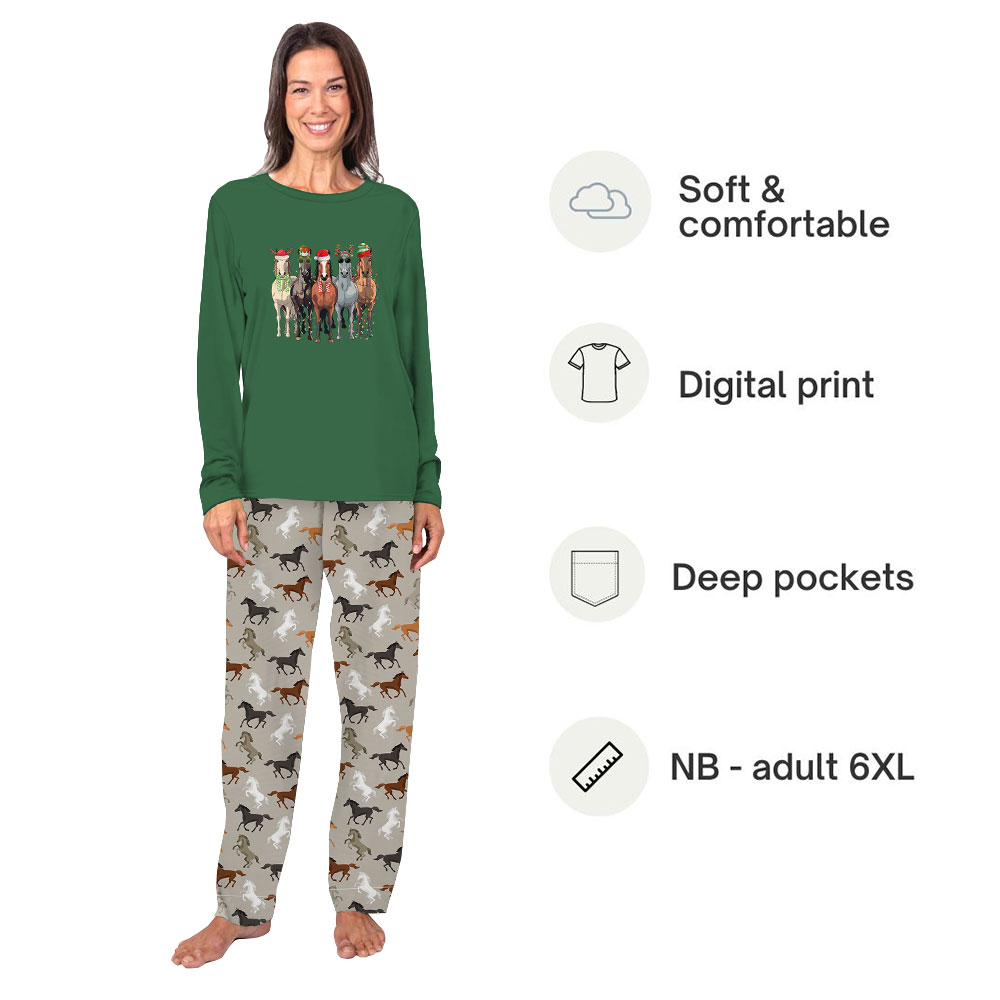 Christmas Pajamas Sets With Horses On Them Christmas Pajamas Sets With Horses On Them