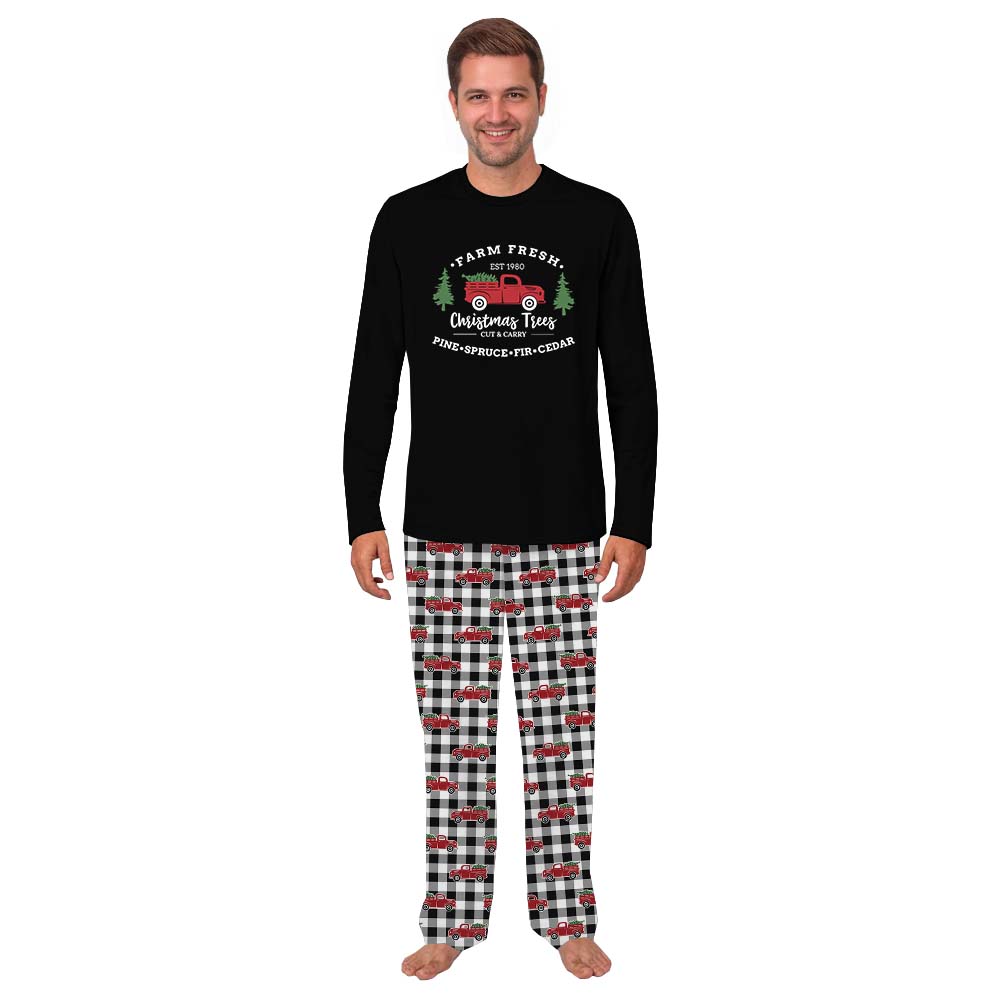 Festive Red Truck Family Pajamas Plaid For Christmas Festive Red Truck Family Pajamas Plaid For Christmas