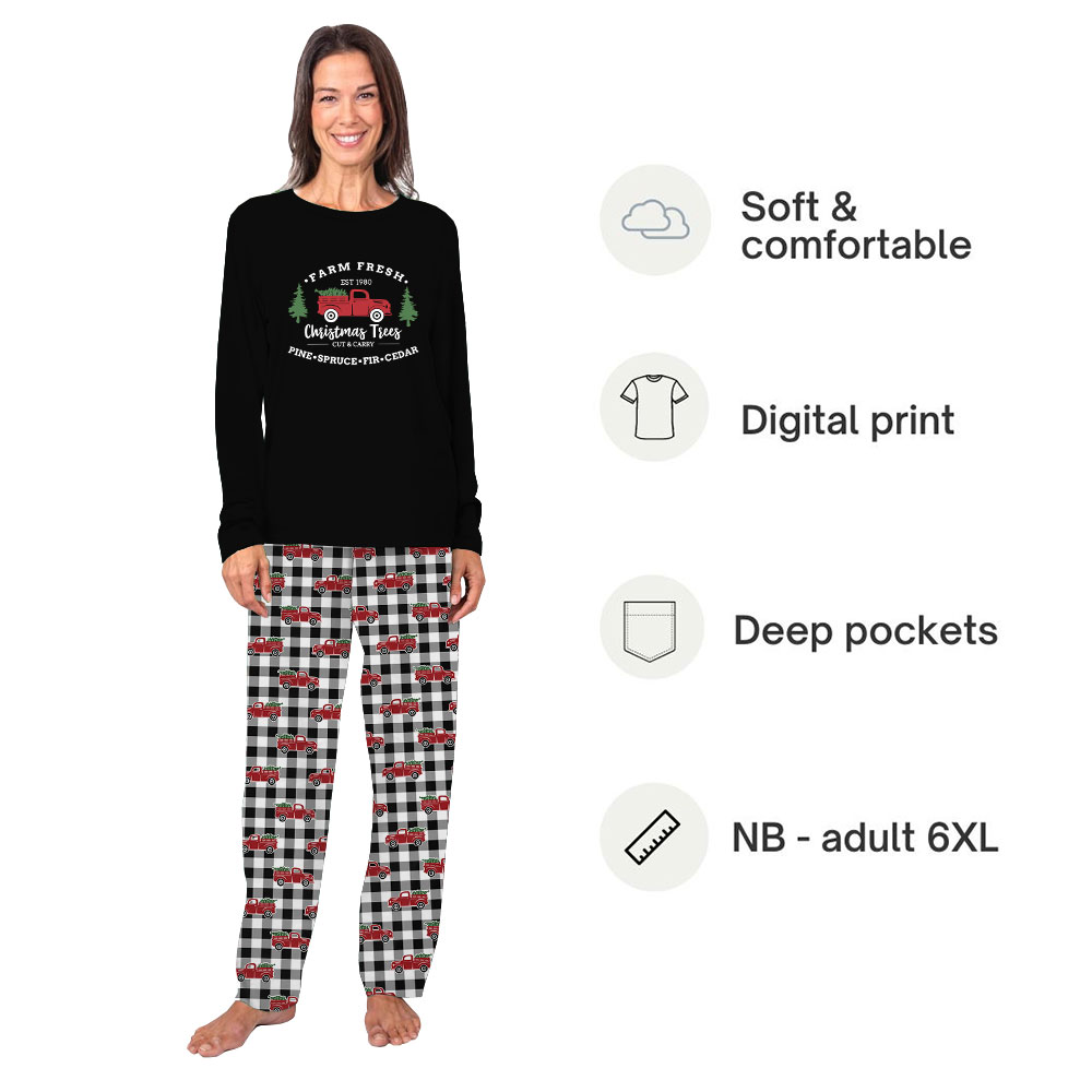 Festive Red Truck Family Pajamas Plaid For Christmas Festive Red Truck Family Pajamas Plaid For Christmas