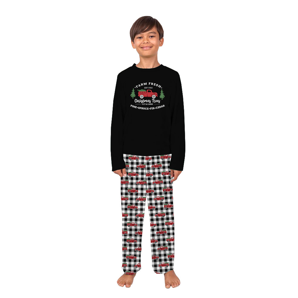 Festive Red Truck Family Pajamas Plaid For Christmas Festive Red Truck Family Pajamas Plaid For Christmas