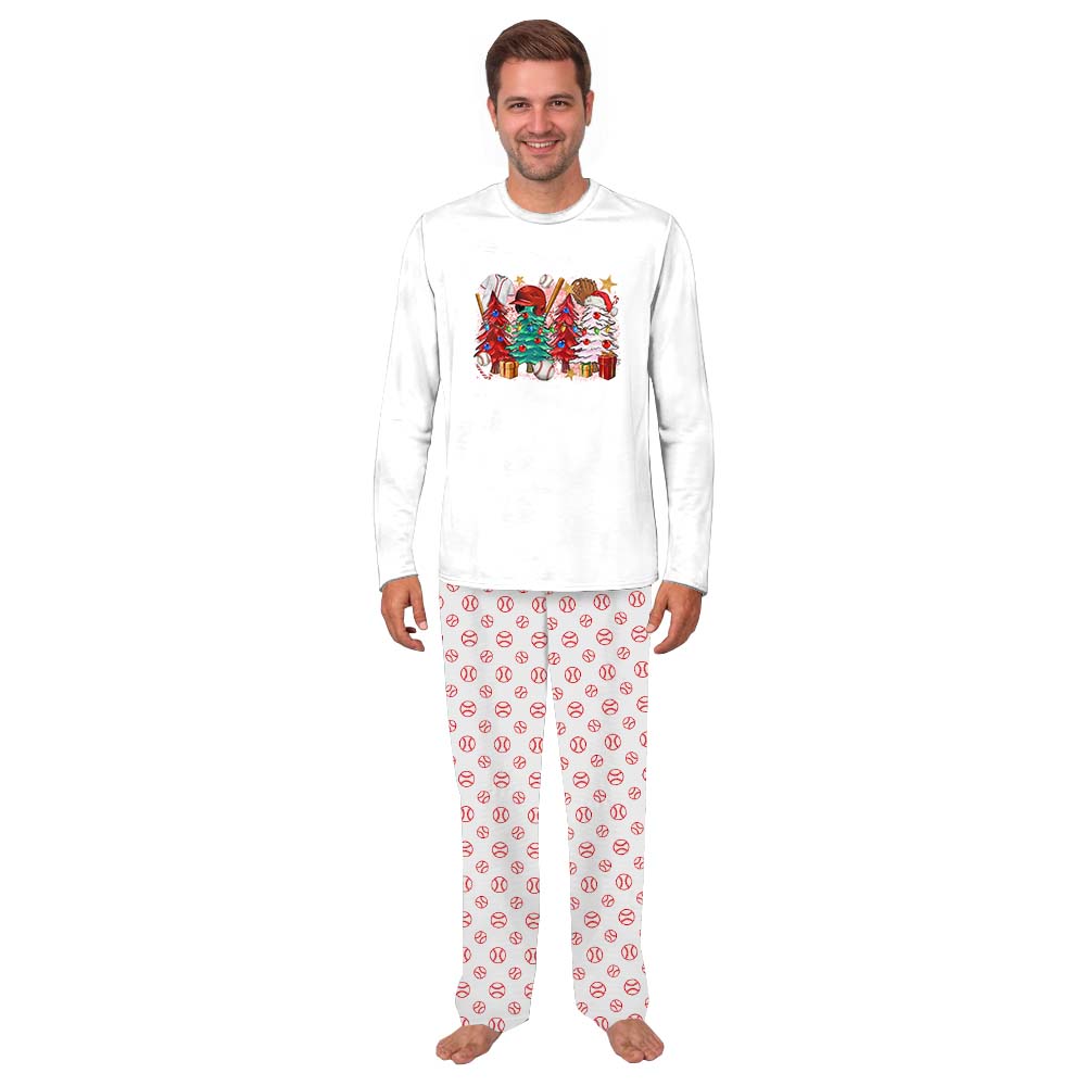 Matching Family Baseball Christmas Pajamas White Matching Family Baseball Christmas Pajamas White