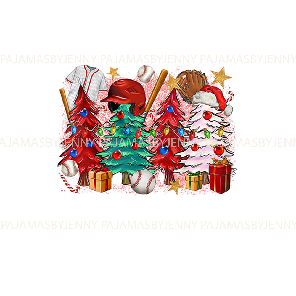 Matching Family Baseball Christmas Pajamas White Matching Family Baseball Christmas Pajamas White