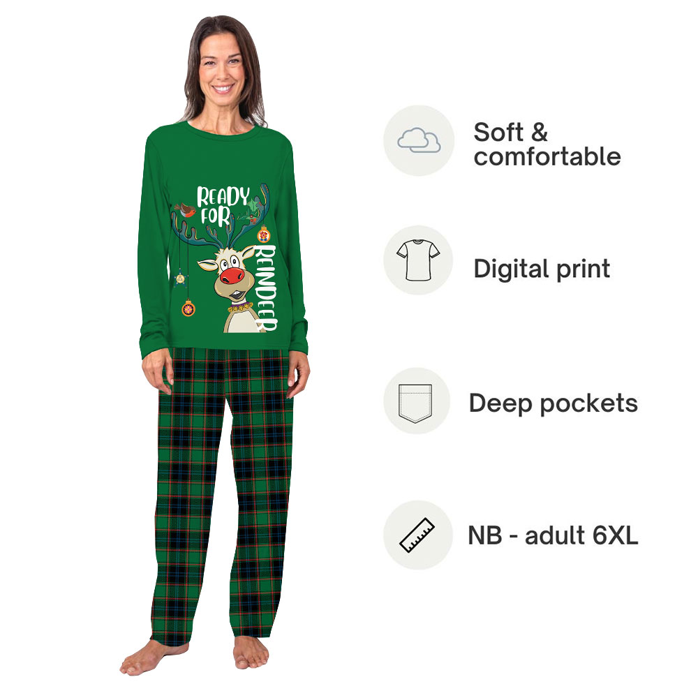 Green Plus Size Reindeer Pajamas Matching Family Green Plus Size Reindeer Pajamas Matching Family