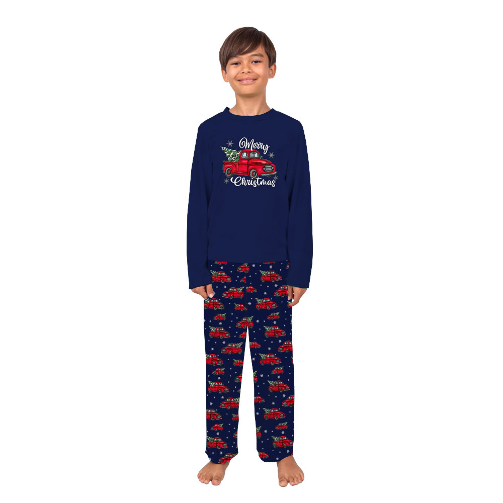 Festive Red Truck With Christmas Tree Pajamas Matching Family Festive Red Truck With Christmas Tree Pajamas Matching Family
