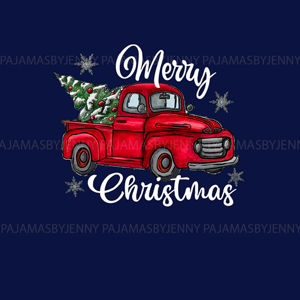 Festive Red Truck With Christmas Tree Pajamas Matching Family Festive Red Truck With Christmas Tree Pajamas Matching Family