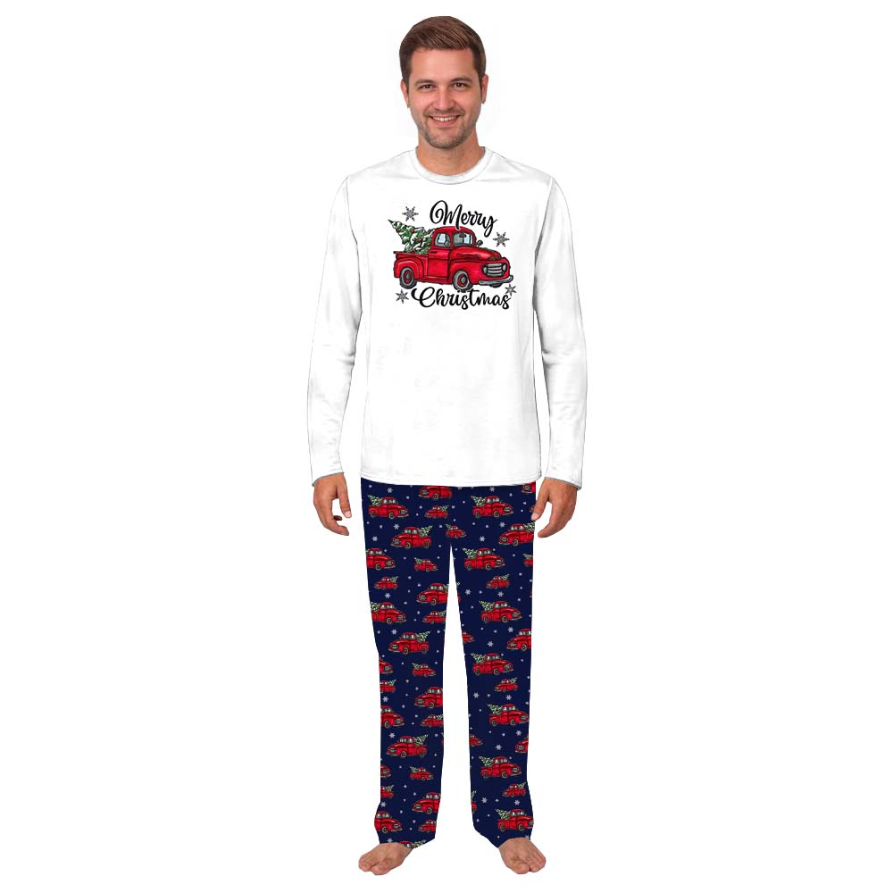 Matching Family Christmas Pajamas With Red Truck Print Matching Family Christmas Pajamas With Red Truck Print