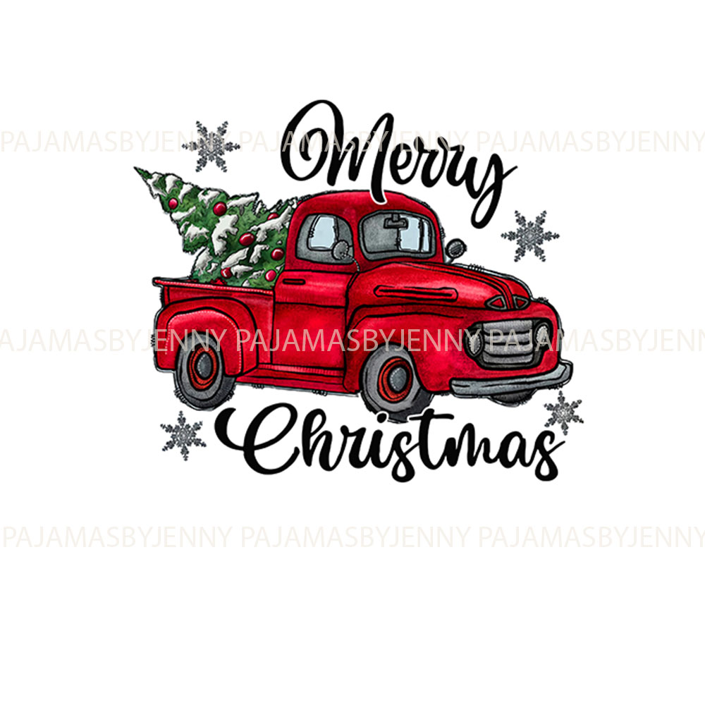 Matching Family Christmas Pajamas With Red Truck Print Matching Family Christmas Pajamas With Red Truck Print