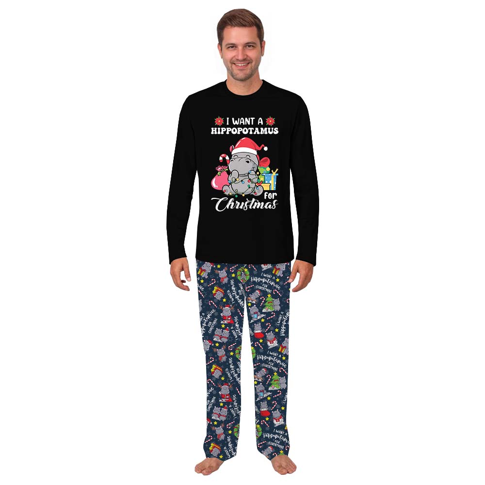 Cute I Want A Hippopotamus For Christmas Pajamas Sets Cute I Want A Hippopotamus For Christmas Pajamas Sets