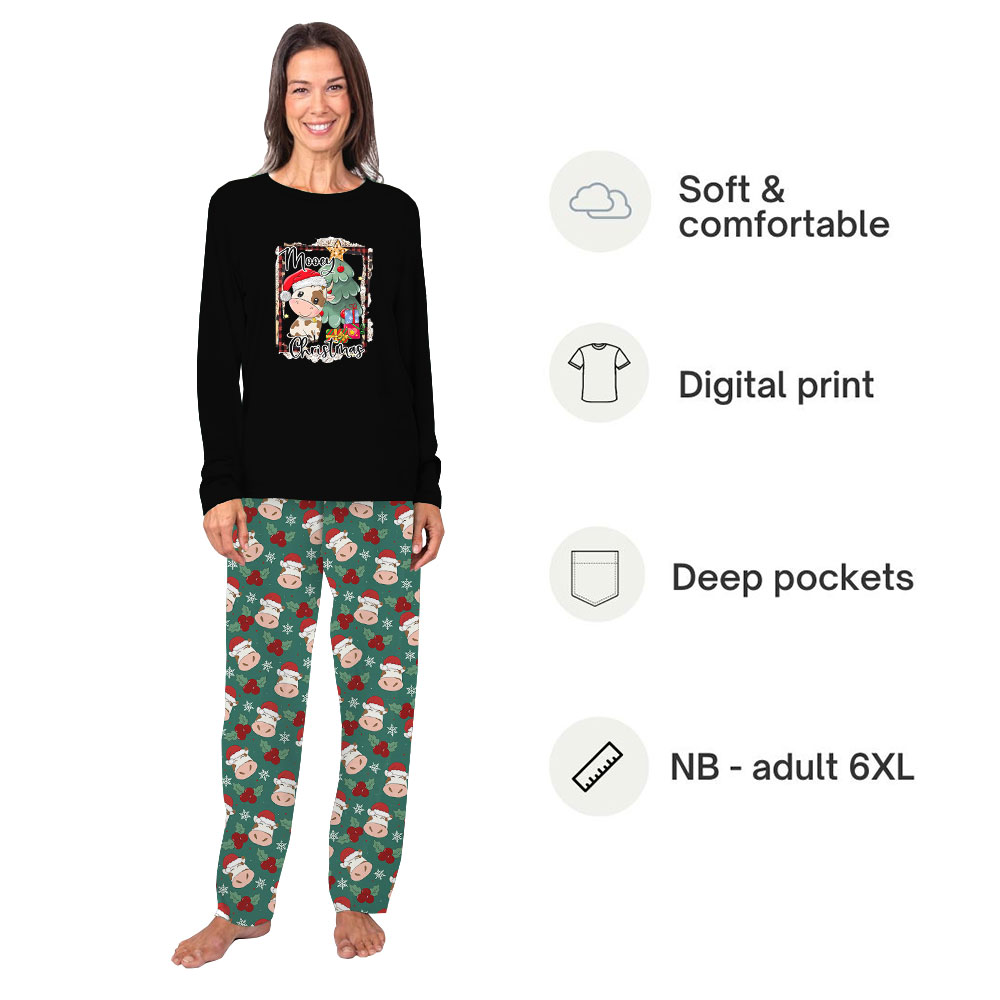 Cute Cow Print Christmas Pajamas Sets Tops And Pants