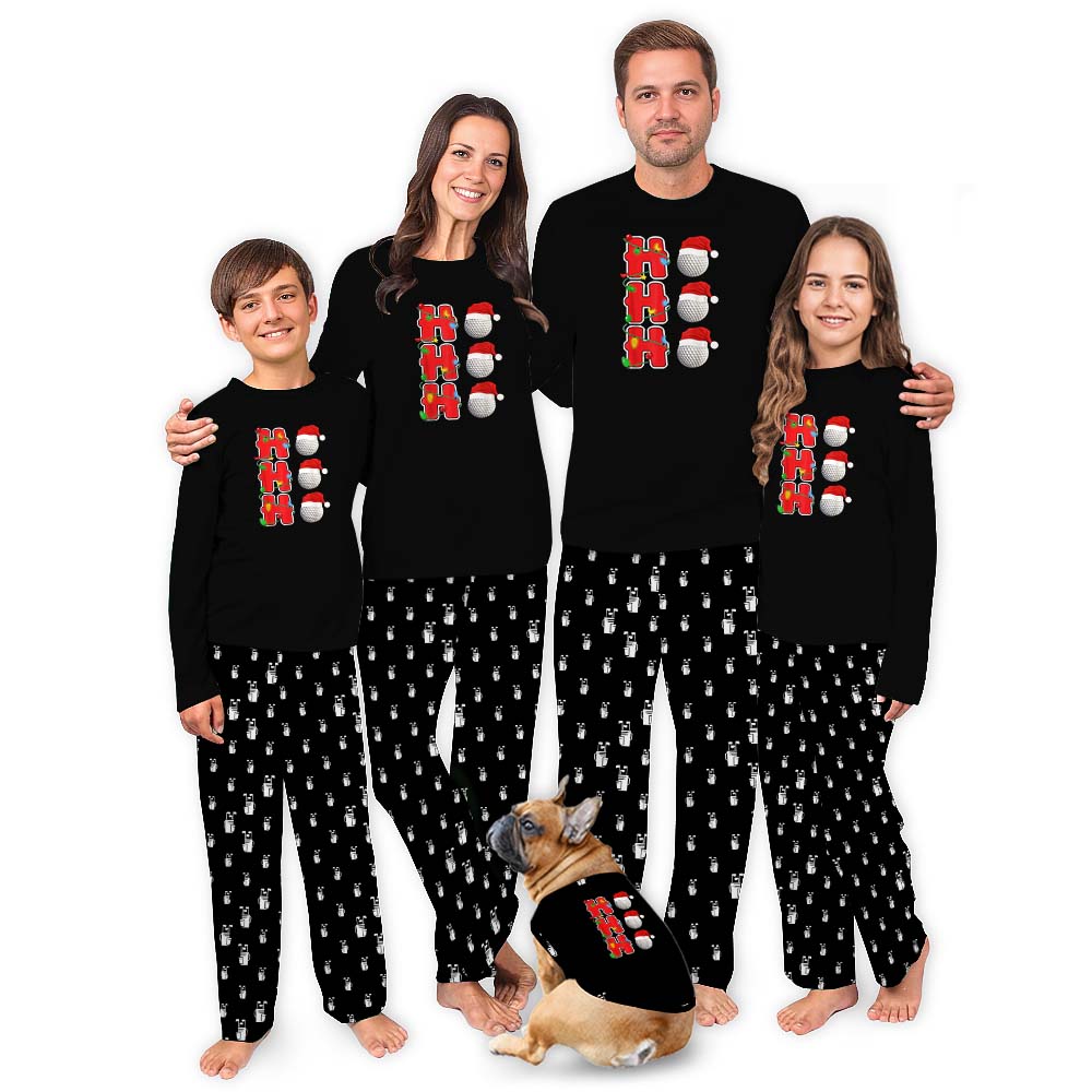 Christmas Themed Golf Print Pajamas For Men And Women Christmas Themed Golf Print Pajamas For Men And Women