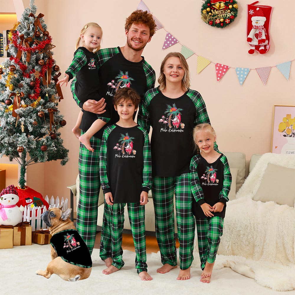 Tropical Christmas Santa Mele Kalikimaka Matching Pajamas For Couples
