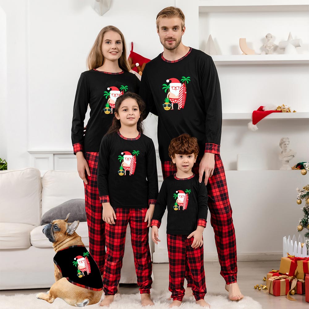 Tropical Santa Merry Christmas Matching Christmas Pajamas