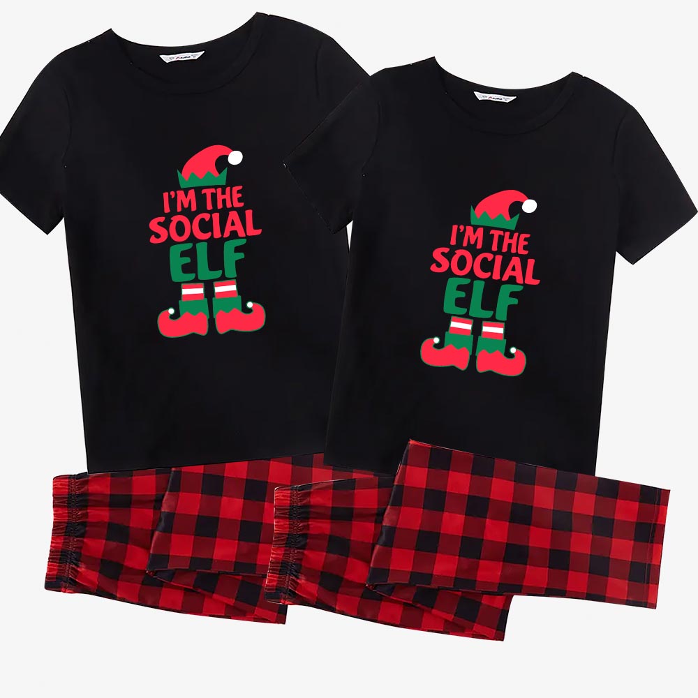 Holiday Matching Pajamas Family Short Sleeve Sayings I'm The Social Elf Holiday Matching Pajamas Family Short Sleeve Sayings I'm The Social Elf