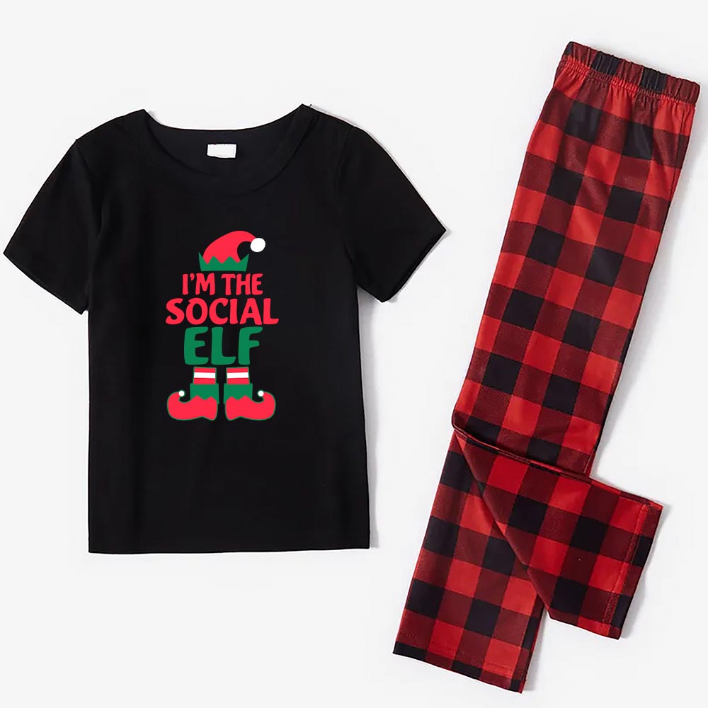 Holiday Matching Pajamas Family Short Sleeve Sayings I'm The Social Elf Holiday Matching Pajamas Family Short Sleeve Sayings I'm The Social Elf
