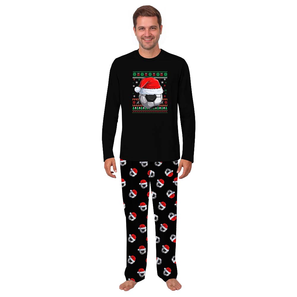 Festive Christmas Soccer Ball Pajamas Tops And Pants Festive Christmas Soccer Ball Pajamas Tops And Pants
