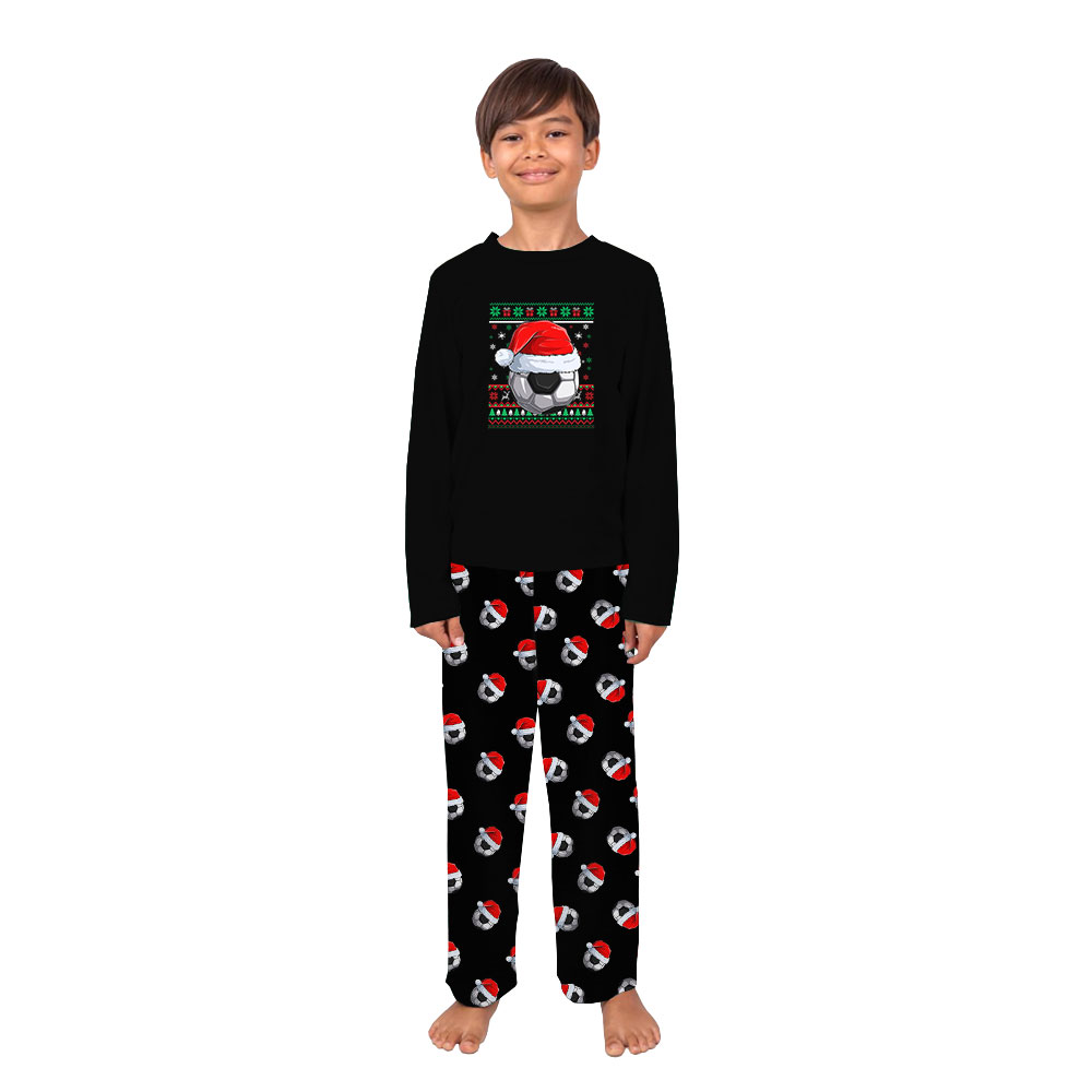 Festive Christmas Soccer Ball Pajamas Tops And Pants Festive Christmas Soccer Ball Pajamas Tops And Pants