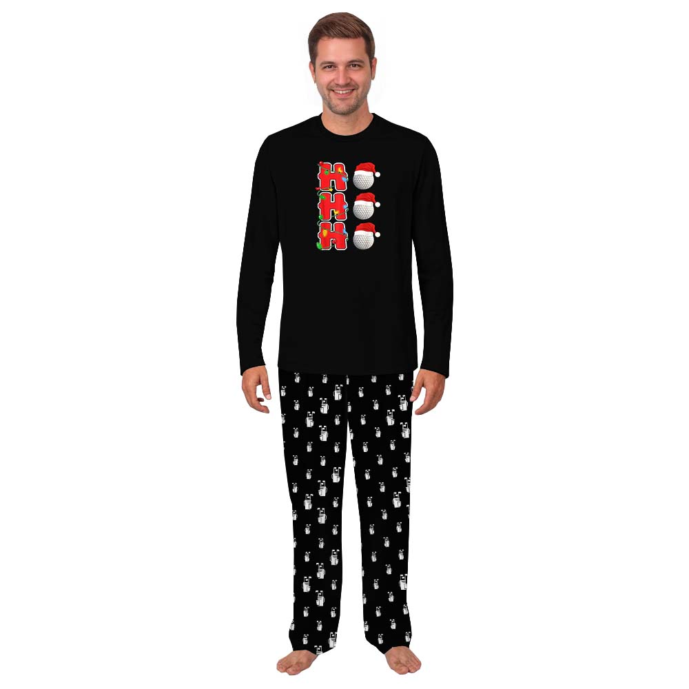 Christmas Themed Golf Print Pajamas For Men And Women Christmas Themed Golf Print Pajamas For Men And Women