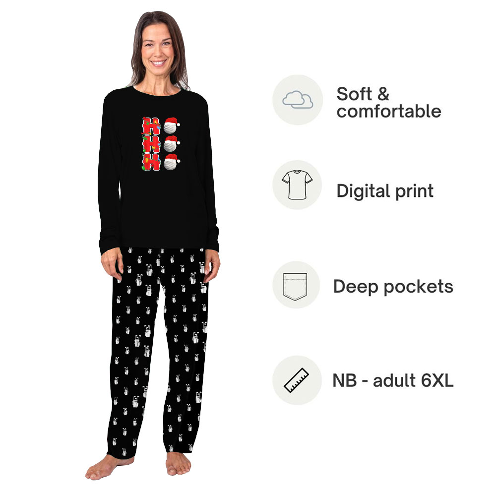 Christmas Themed Golf Print Pajamas For Men And Women Christmas Themed Golf Print Pajamas For Men And Women