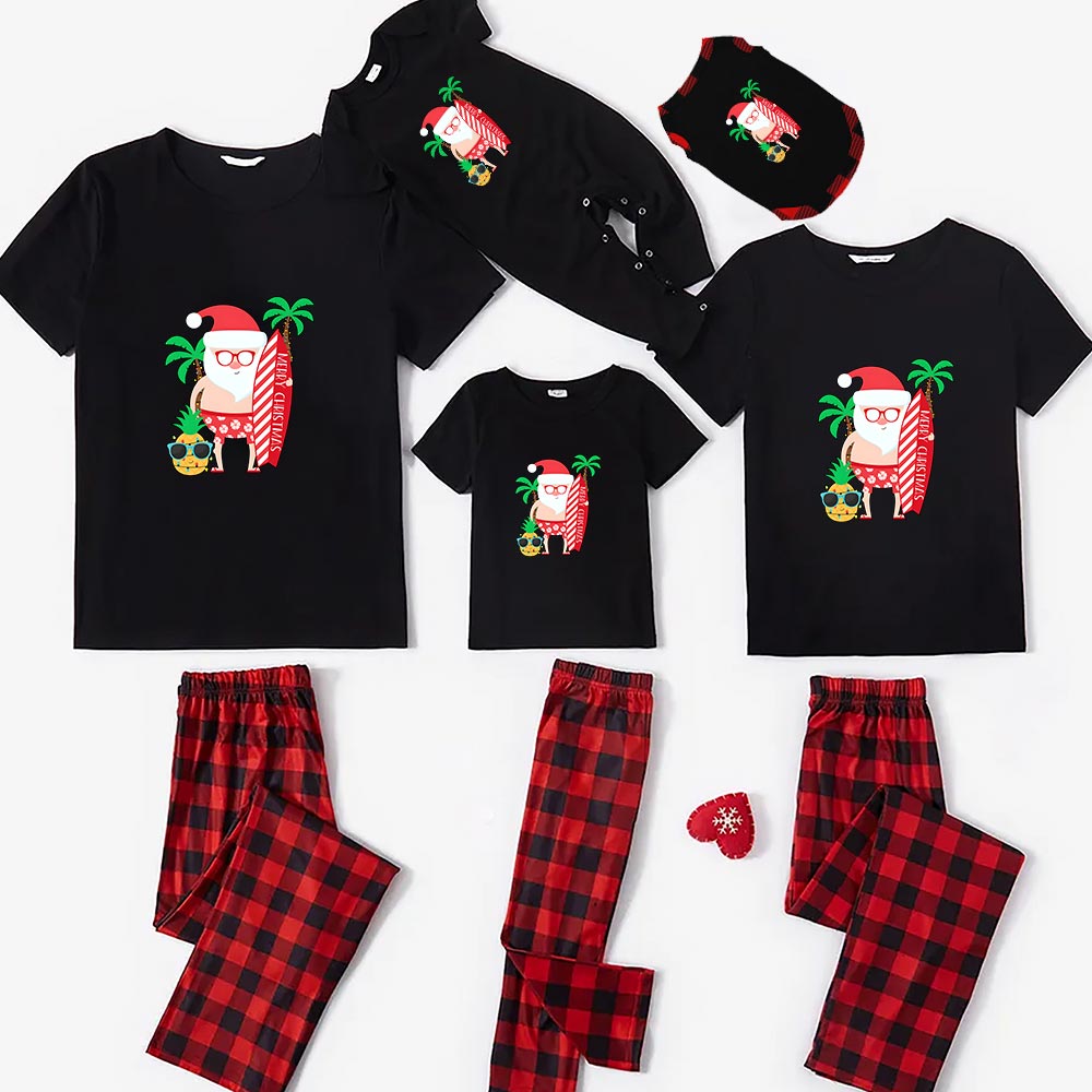Beach Themed Santa Holiday Matching Pajamas Family Short Sleeve Beach Themed Santa Holiday Matching Pajamas Family Short Sleeve