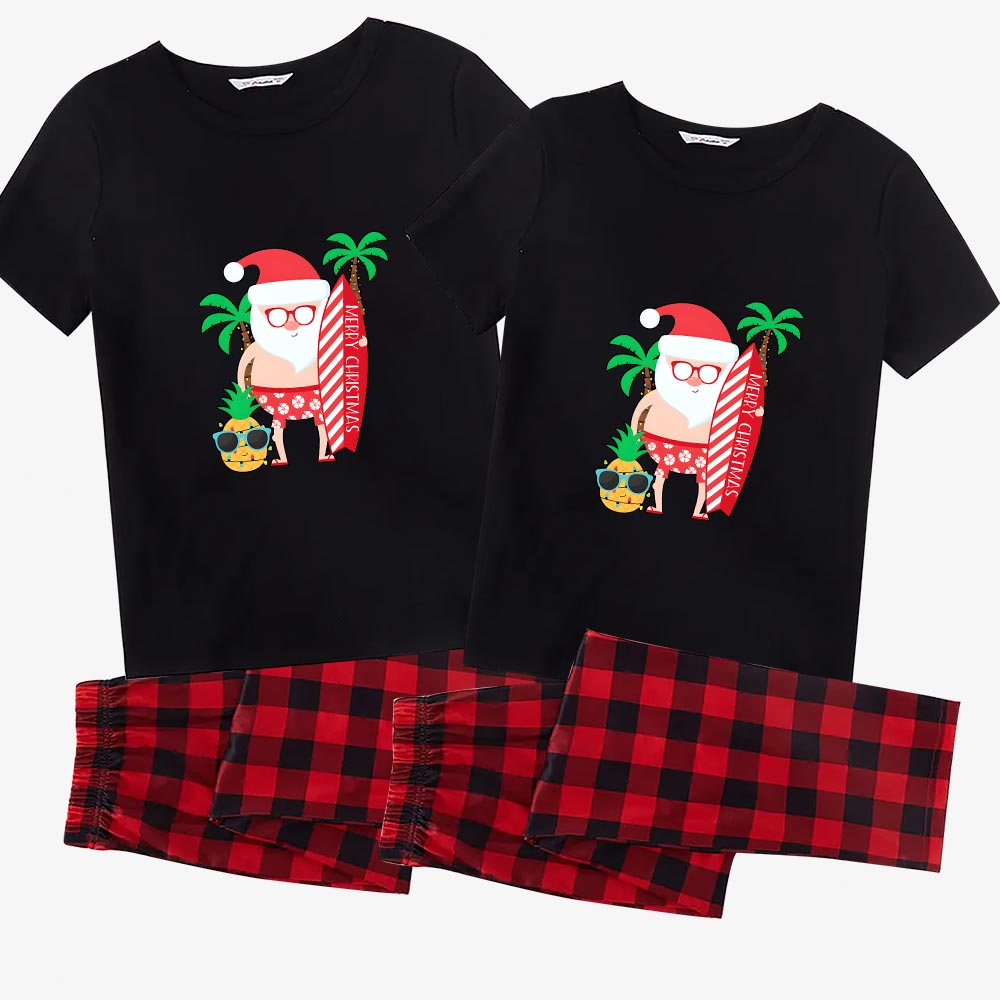 Beach Themed Santa Holiday Matching Pajamas Family Short Sleeve Beach Themed Santa Holiday Matching Pajamas Family Short Sleeve