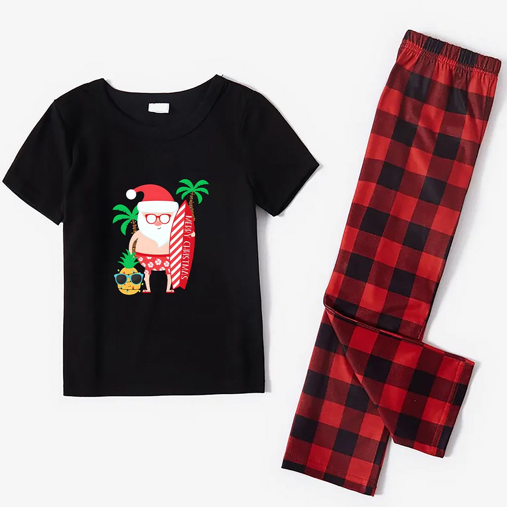 Beach Themed Santa Holiday Matching Pajamas Family Short Sleeve Beach Themed Santa Holiday Matching Pajamas Family Short Sleeve