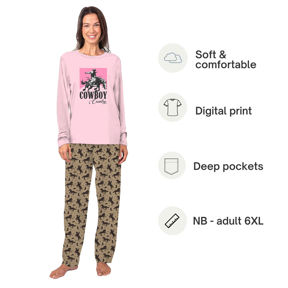 Pink Cowboy Western Pajamas Matching Family Pink Cowboy Western Pajamas Matching Family
