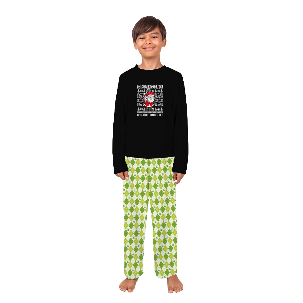 Santa Playing Golf Christmas Pajamas Green Black