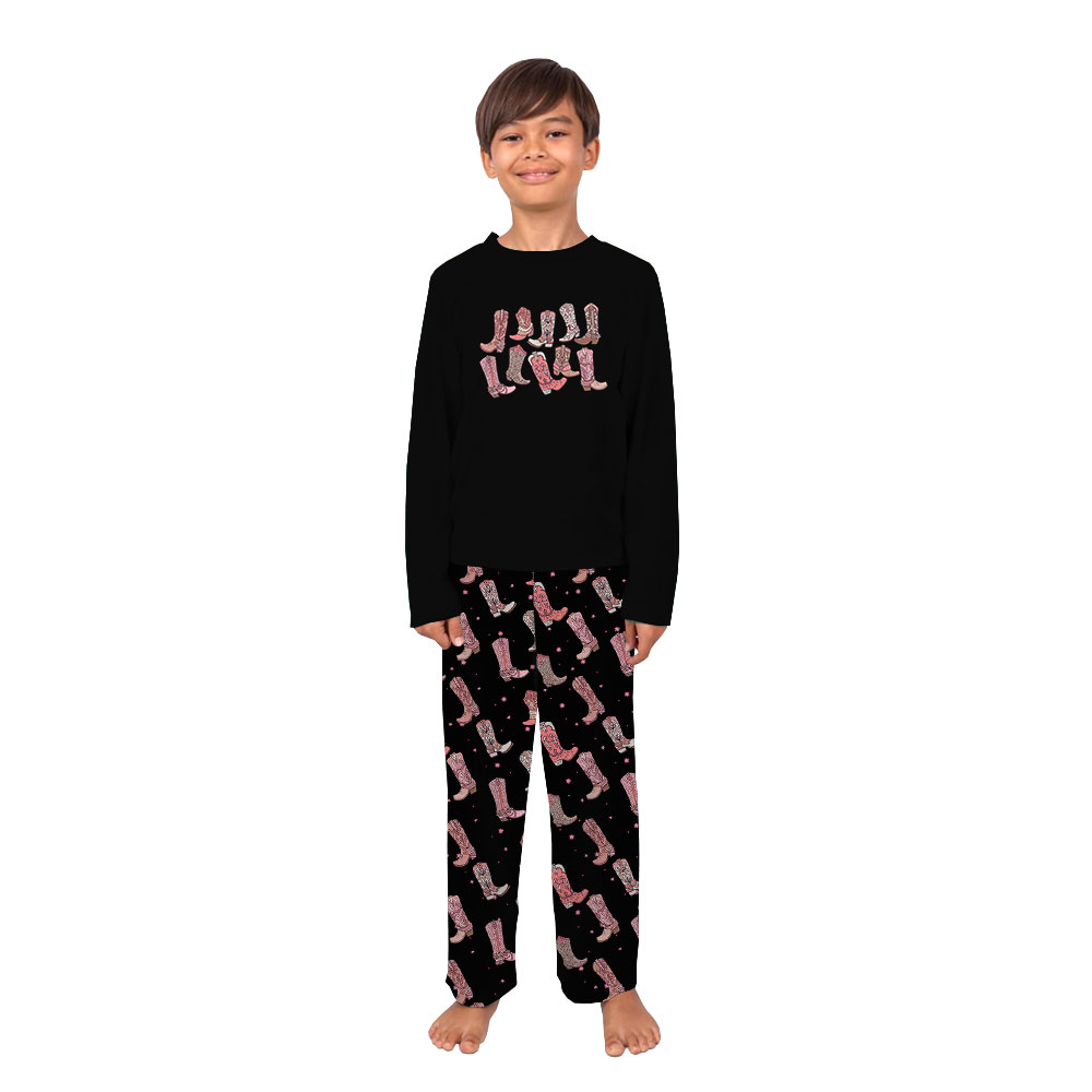 Pink Cowgirl Boot Pajama Sets Top And Pants Pink Cowgirl Boot Pajama Sets Top And Pants