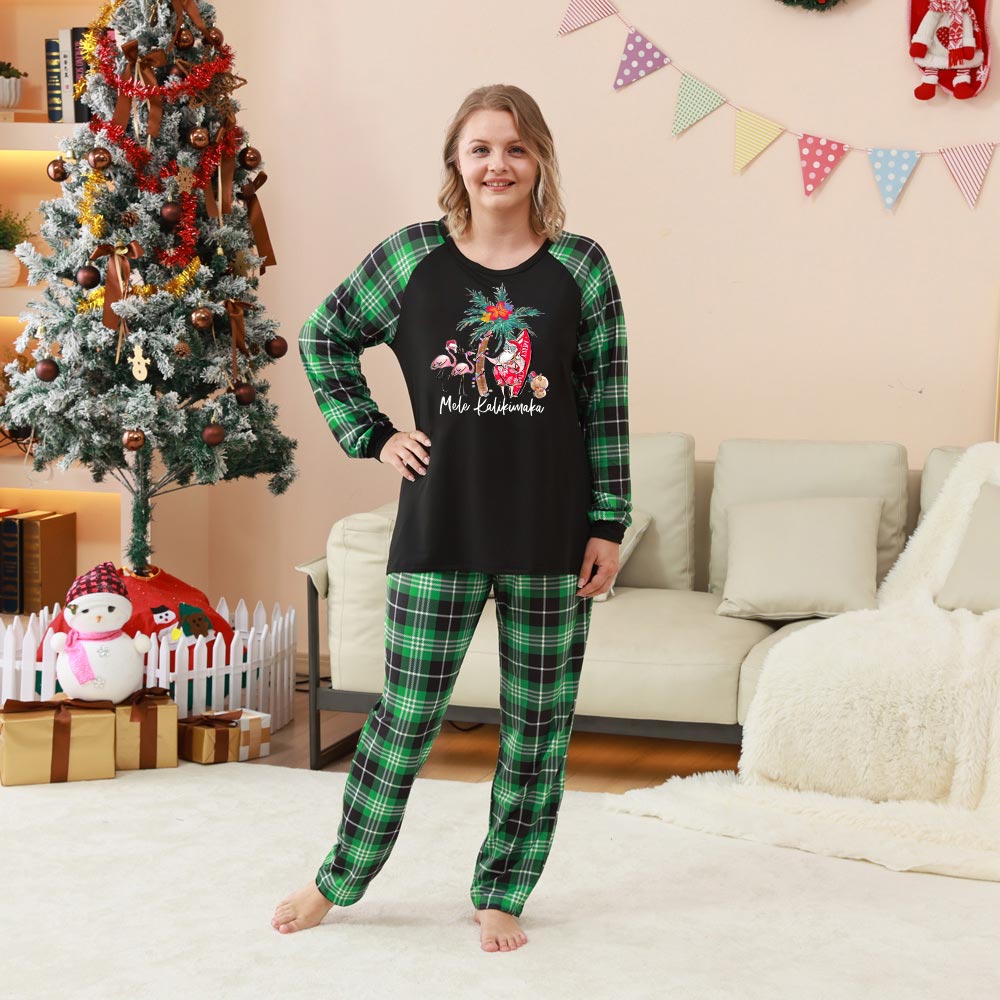 Tropical Christmas Santa Mele Kalikimaka Matching Pajamas For Couples