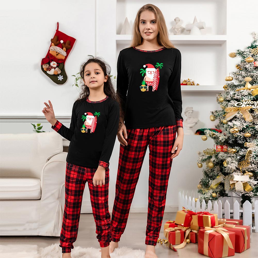 Tropical Santa Merry Christmas Matching Christmas Pajamas