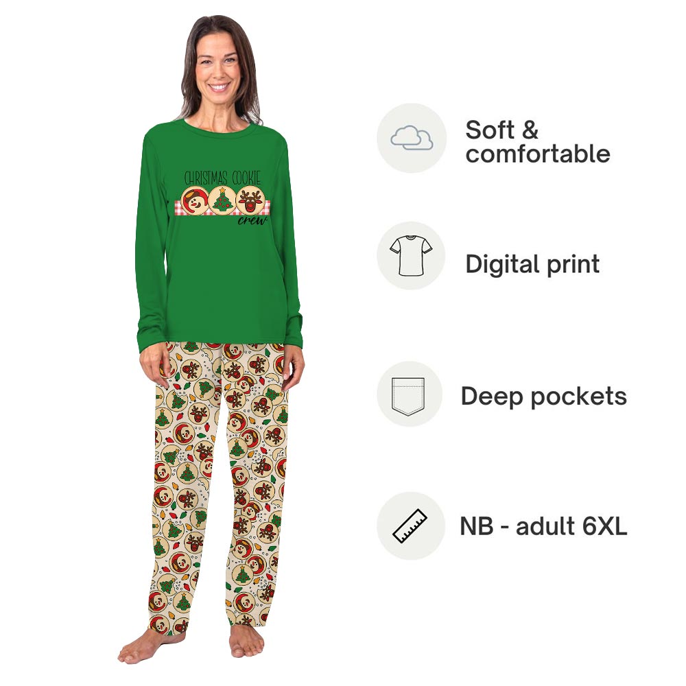 Christmas Cookie Crew Jammies Matching Green
