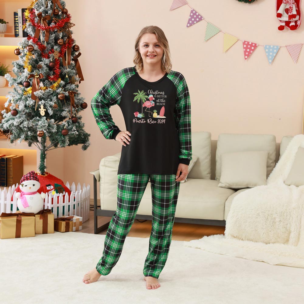 Flamingo Family Christmas Pajamas Sayings Christmas Is Better At The Beach Flamingo Family Christmas Pajamas Sayings Christmas Is Better At The Beach