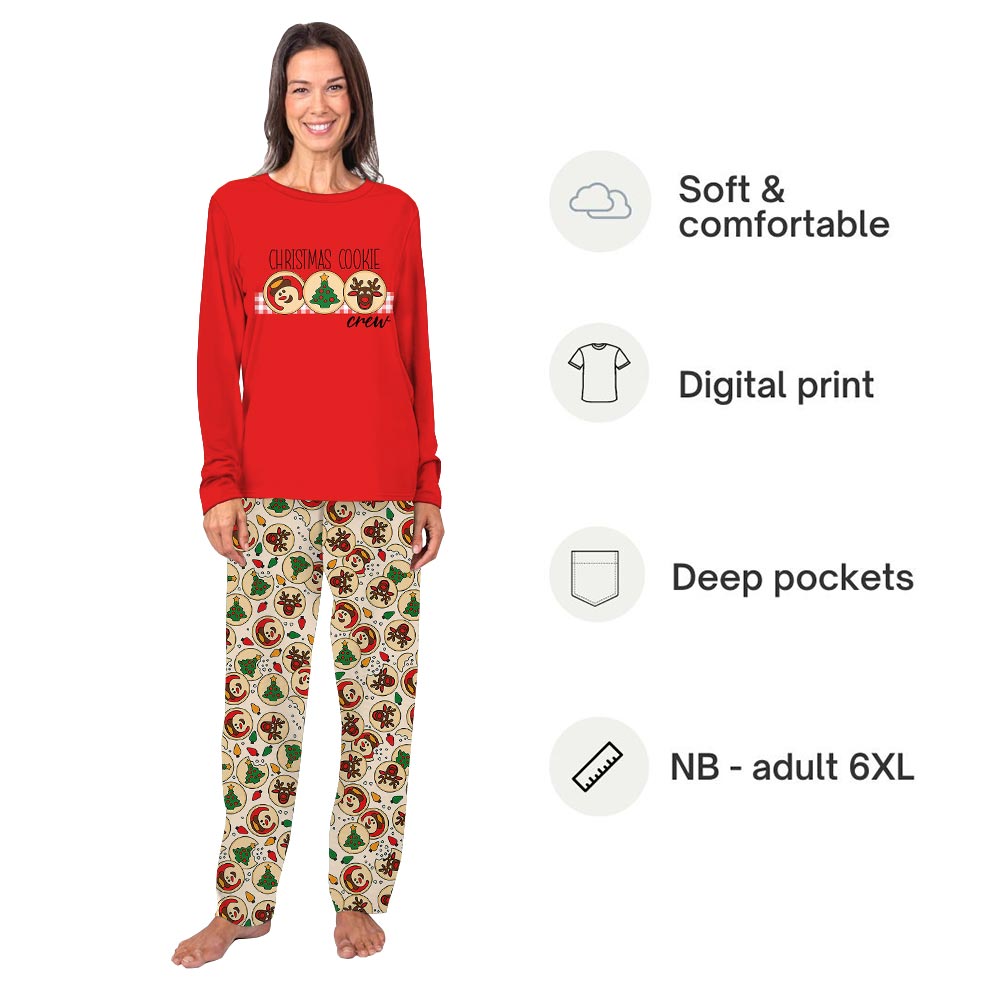Festive Christmas Cookie Crew Family Christmas Pajamas With Plus Size Festive Christmas Cookie Crew Family Christmas Pajamas With Plus Size