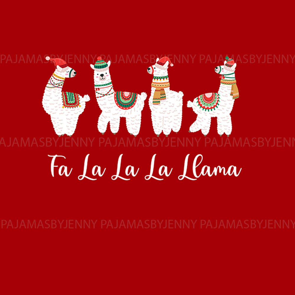 Festive Matching Llama Print Pajamas Including Plus Size Red