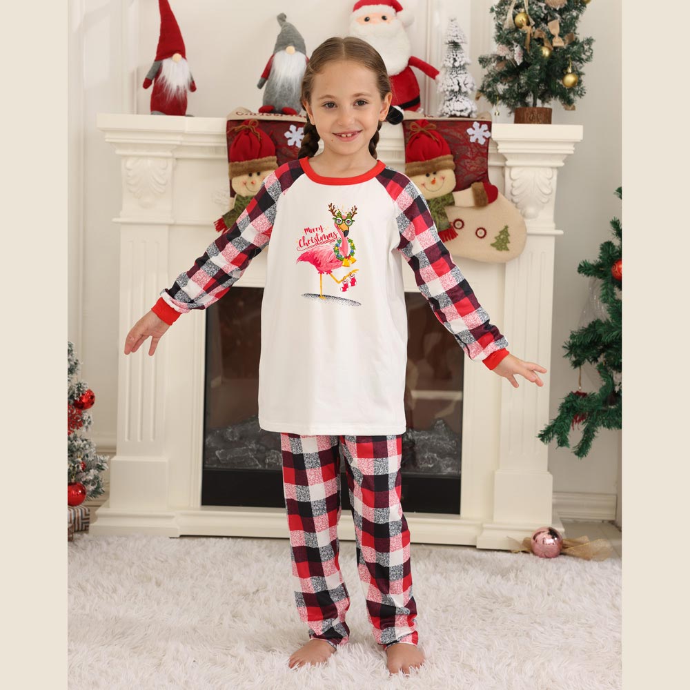 Festive Pink Flamingo Family Christmas PJs Sayings Merry Christmas