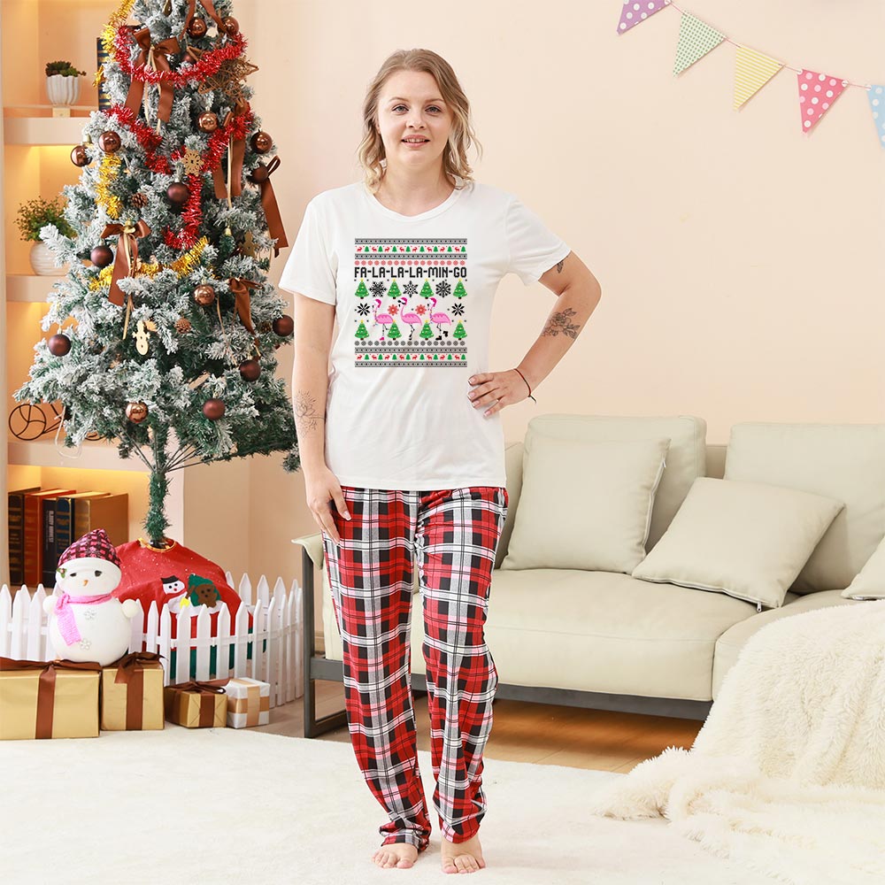 Pink Flamingo Tropical Holiday Matching Pajamas Family Short Sleeve