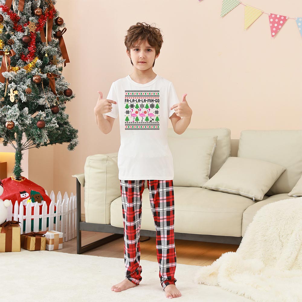 Pink Flamingo Tropical Holiday Matching Pajamas Family Short Sleeve