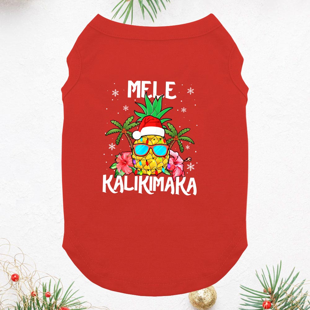 Tropical Mele Kalikimaka Short Sleeve Matching Holiday Pajamas