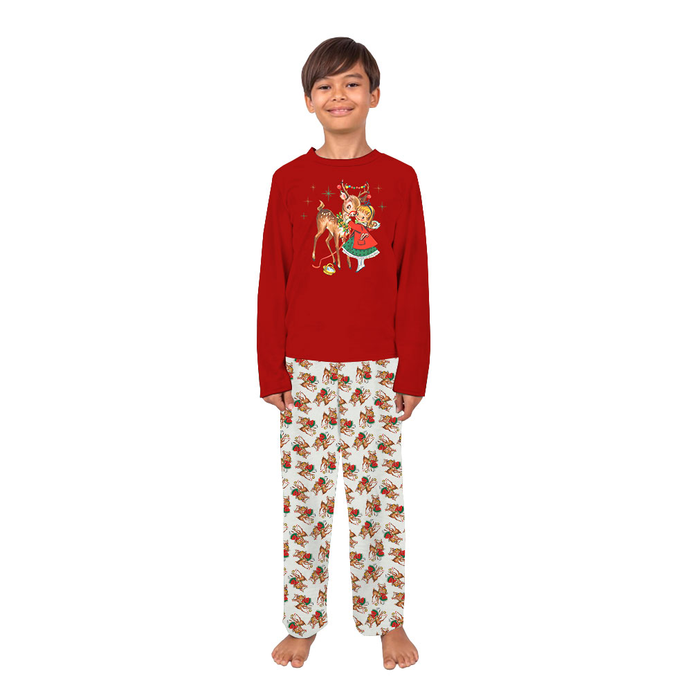 Retro Christmas Pajamas With Rudolph Red White