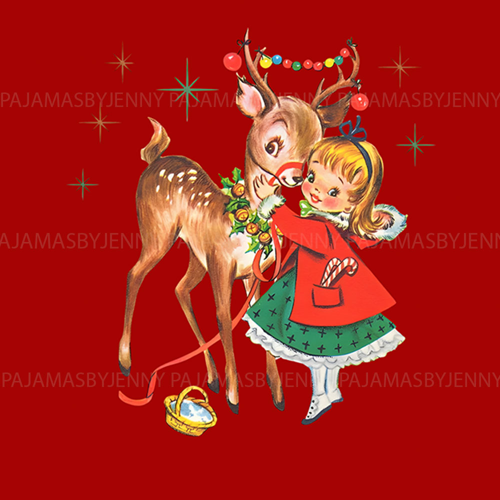 Retro Christmas Pajamas With Rudolph Red White