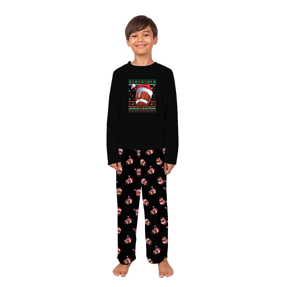Matching Football Christmas Pajamas Sets Black Matching Football Christmas Pajamas Sets Black