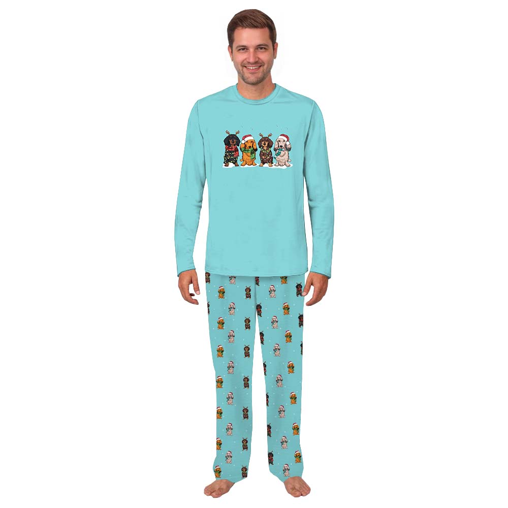Matching Family Christmas Pajamas Dog Print Light Blue Matching Family Christmas Pajamas Dog Print Light Blue