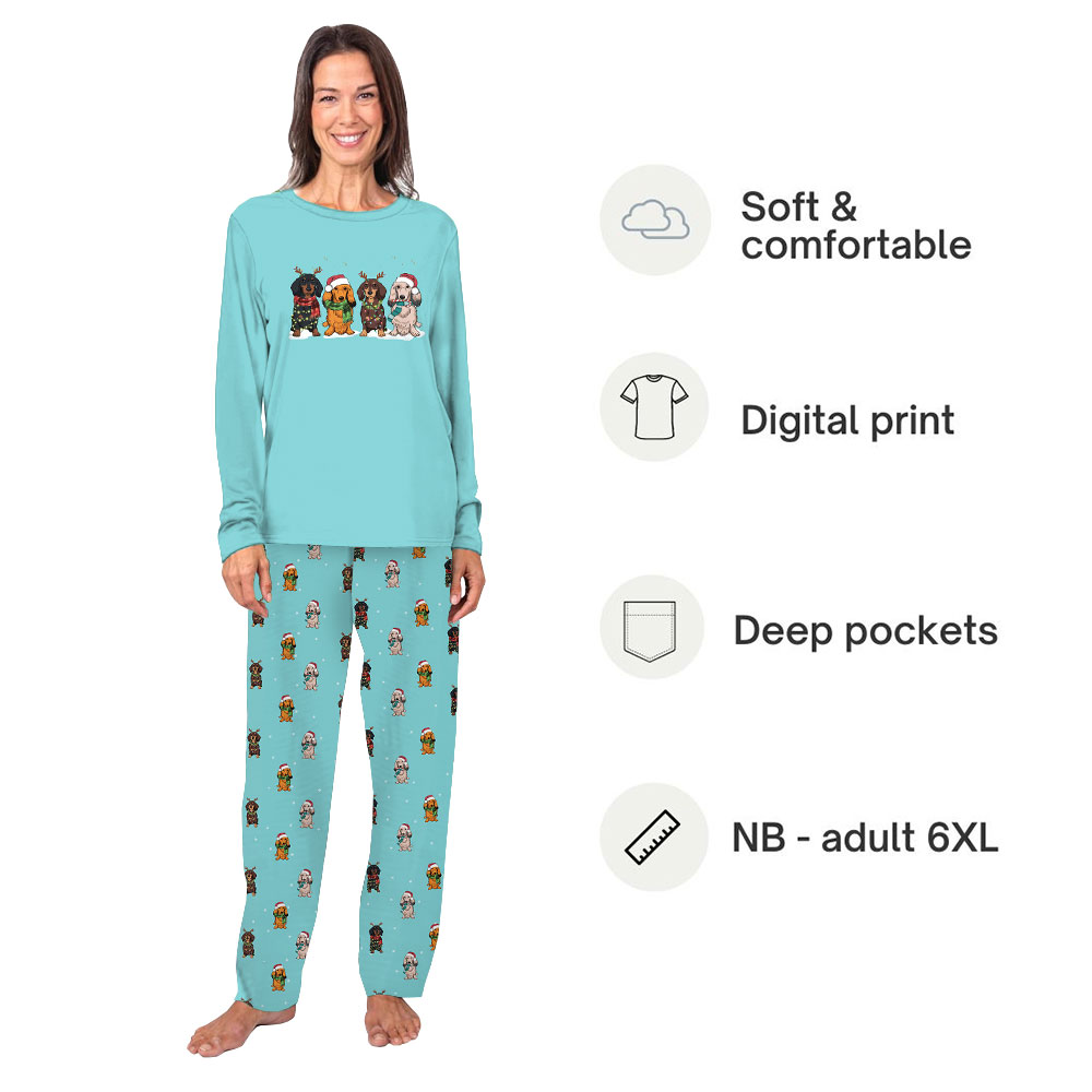 Matching Family Christmas Pajamas Dog Print Light Blue Matching Family Christmas Pajamas Dog Print Light Blue