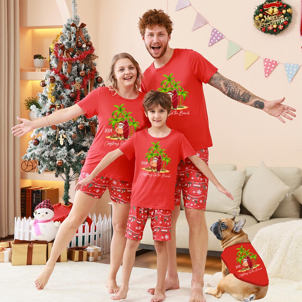 Festive Tropical Themed For Dog And Owner Short Sleeves