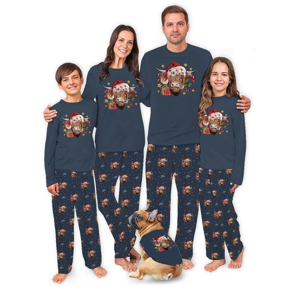 Festive Highland Cow Pajamas For Women And Men Festive Highland Cow Pajamas For Women And Men