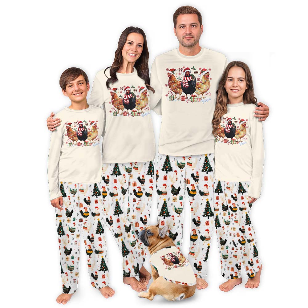 Unique Chicken Christmas Pajamas Tops And Bottoms