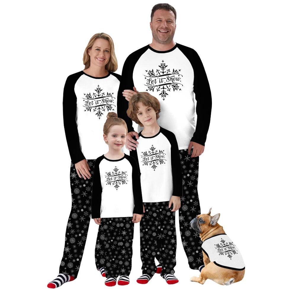 Unique Matching Family Black And White Snowflake Pajamas Sets Unique Matching Family Black And White Snowflake Pajamas Sets
