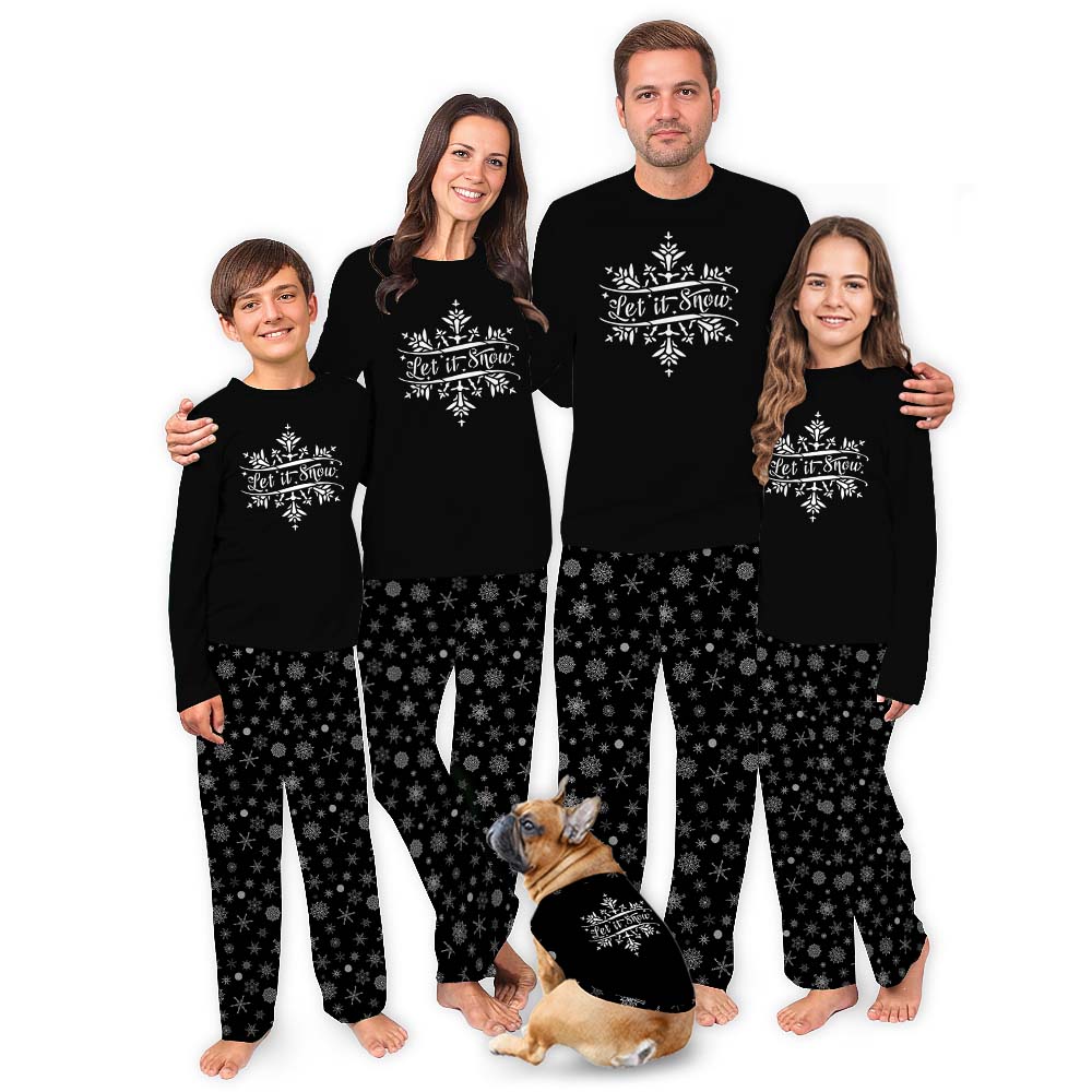 Let It Snow Black And White Snowflake Pajamas Christmas